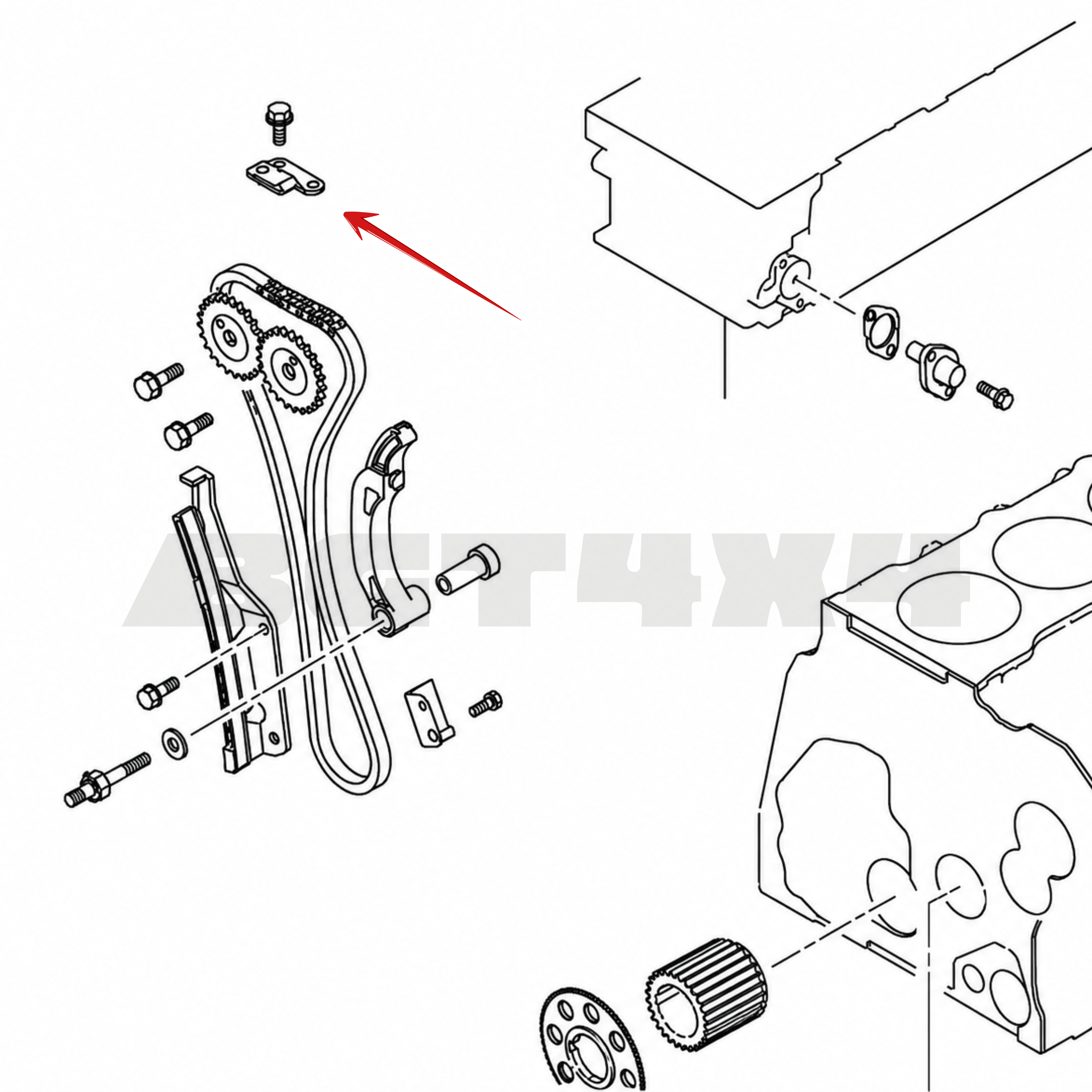 Upper Timing Chain Guide/Tensioner Gasket Set for Mitsubishi Pajero & Triton 4M41 3.2L Diesel