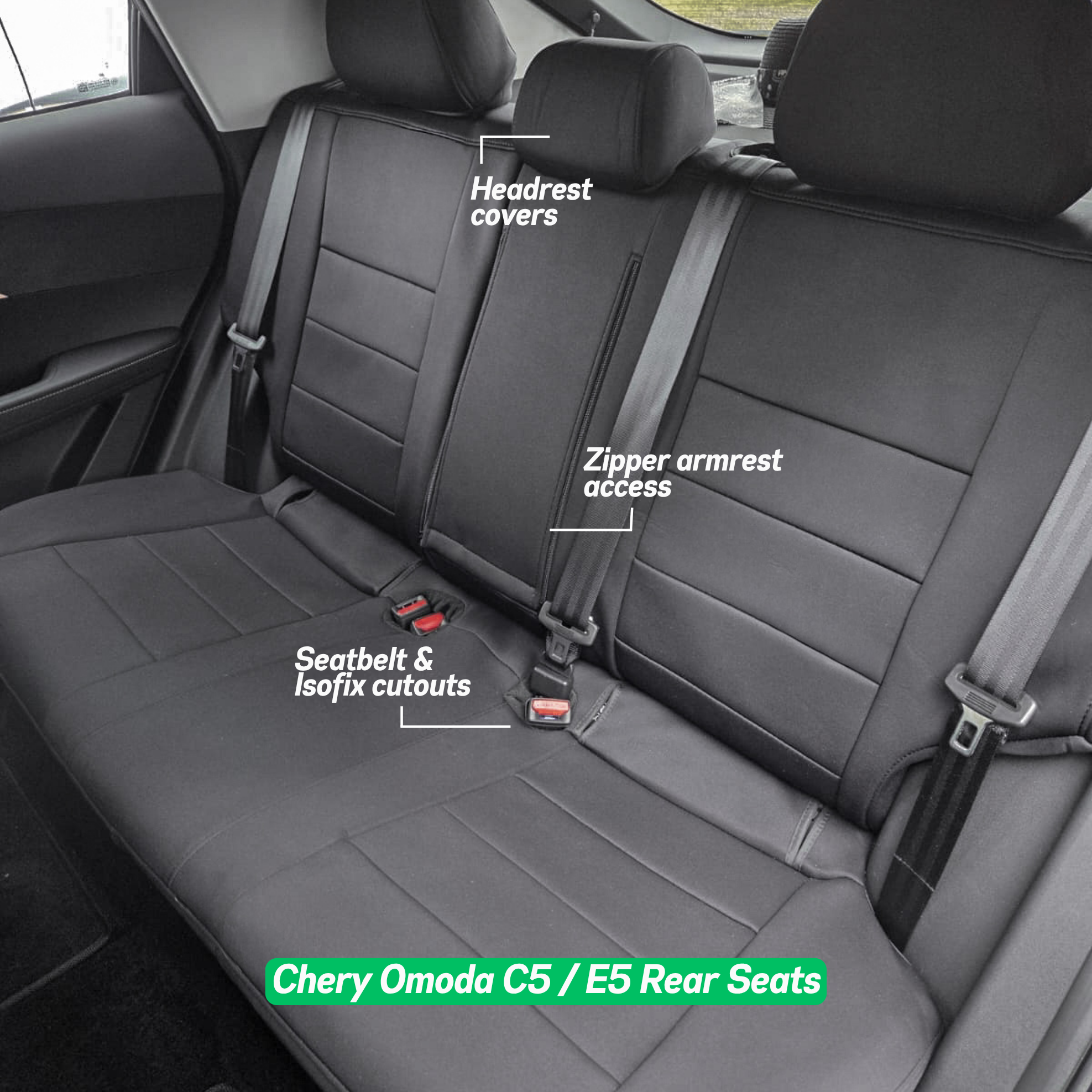Custom-Fit Neoprene Seat Covers for Chery Tiggo 4, Tiggo 7, Omoda C5 & E5