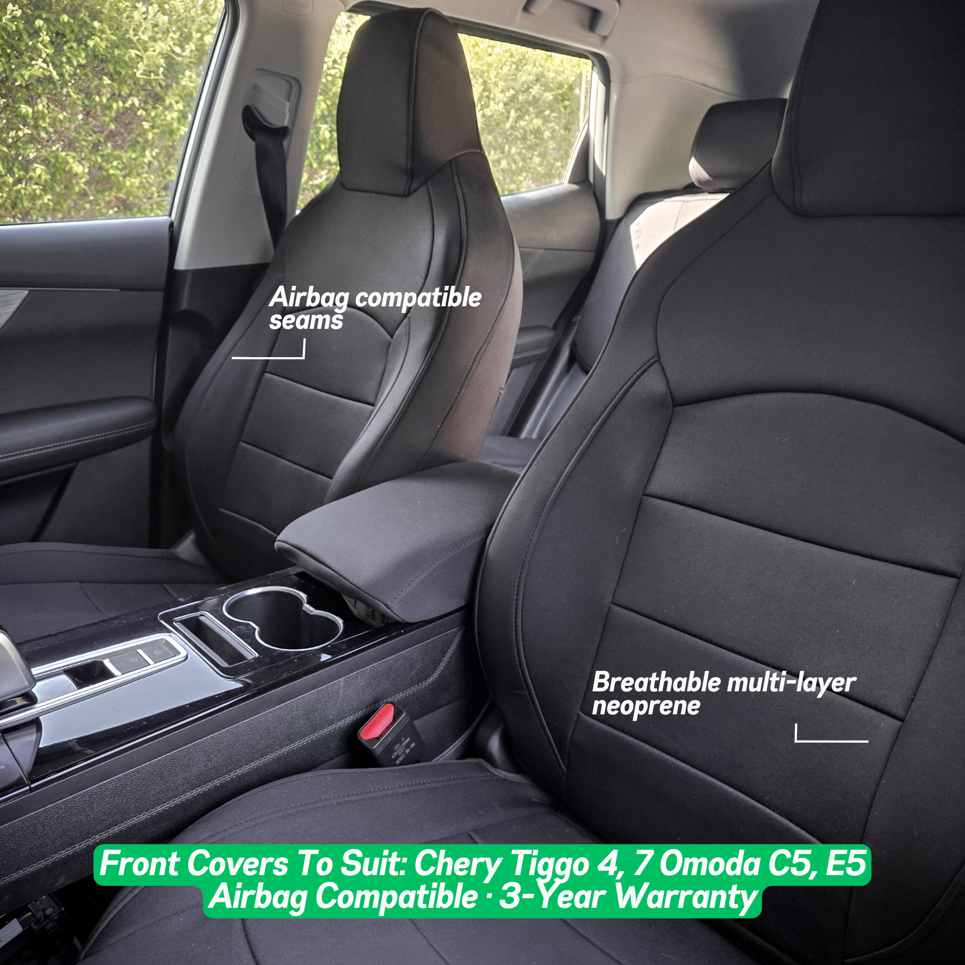Custom-Fit Neoprene Seat Covers for Chery Tiggo 4, Tiggo 7, Omoda C5 & E5