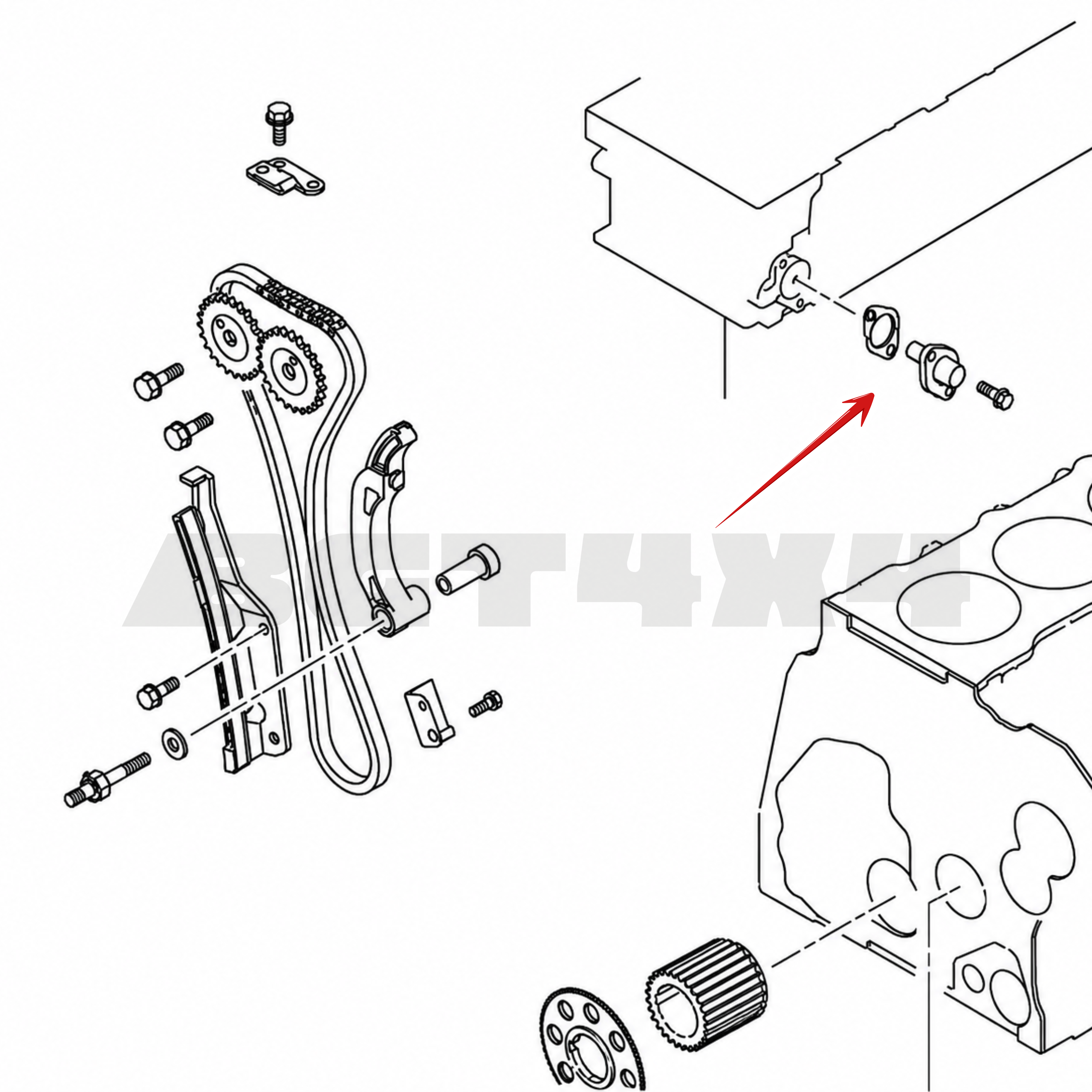 Upper Timing Chain Guide/Tensioner Gasket Set for Mitsubishi Pajero & Triton 4M41 3.2L Diesel